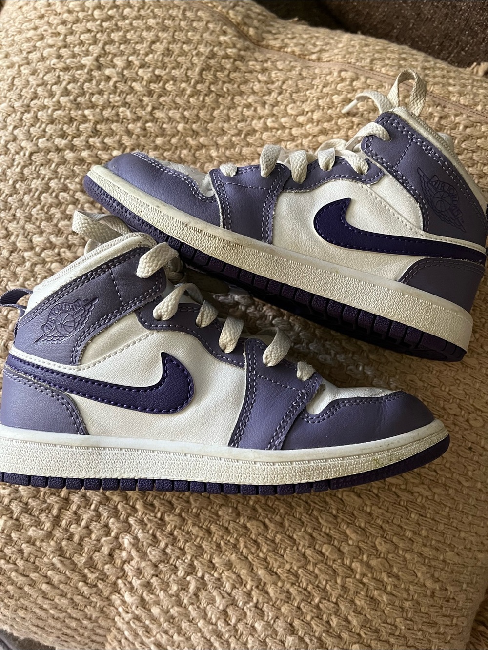 Nike Kids Lavender and White High-Top Sneakers